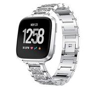 AISPORTS Compatibile con Cinturino Fitbit Versa 2,Cinturino di Ricambio per Cinturino in Metallo con Cinturino in Metallo con Strass in Cristallo Bling per Fitbit Versa 2/Versa/Versa Lite Smart Watch