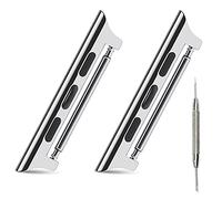 AISPORTS Compatible con Apple Watch Adaptador de 38mm 40mm, Apple Watch Correa Conector Estiramiento de Acero Inoxidable Cierre de Conexión de Resorte para Apple Watch SE/iWatch Series 6/5/4/3/2/1