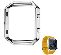 AISPORTS Fitbit Blaze Frame Compatibile con Fitbit Blaze Accessori Frame Acciaio Inossidabile Metallo Watch Frame Shell Custodia di Ricambio Custodia Protettiva per Fitbit Blaze Smart Watch,D'Argento