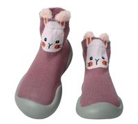 Aisprts Scarpe Calzino Bambini Scarpe Primi Passi Bimba, Calzini Antiscivolo Bambino con Suola in Gomma Morbida Pantofole Bambino Unisex con Stampa a Cartoni Animati, T2 Rosa, 6-9 Mesi