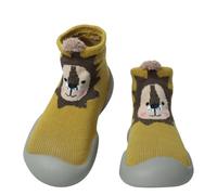 Aisprts Scarpe Calzino Bambini Scarpe Primi Passi Bimba, Calzini Antiscivolo Bambino con Suola in Gomma Morbida Pantofole Bambino Unisex con Stampa a Cartoni Animati, T2 Giallo, 6-9 Mesi