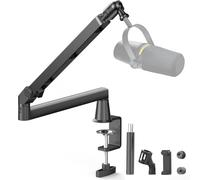 Aisryntek Braccio del microfono a basso profilo con rotazione a 360°, gestione dei cavi, con clip per microfono, adattatore da 3/8" a 5/8" e 1/4" per Blue Yeti HyperX QuadCast Shure Elago