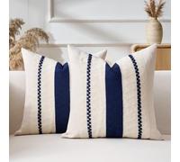 Aisybaklyn Federe Cuscini Divano 45x45 Boho Copricuscini Decorativi Federa Blu Navy Moderno Casale Intrecciato Fodere Cuscini Cerniera Invisibile per per Soggiorno Giardino Sedie