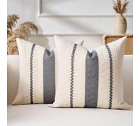 Aisybaklyn Federe de Cuscini 40x40 Cotone e Lino Grigio Copricuscino Moderno Intrecciato Macramè Moderno Fodere Cuscini Cerniera Invisibile per Soggiorno Giardino Sedie