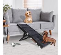 Aitakatta Rampa per cani per letto, regolabile, portatile, pieghevole, per animali domestici, in legno, lunga 81,3 cm, con tappetino antiscivolo per cani di piccola taglia, scala per arrampicata per