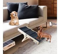 Aitakatta Rampa per cani per letto, regolabile, portatile, pieghevole, per animali domestici, in legno, lunga 66 cm, con tappetino antiscivolo per cani di piccola taglia, scala per arrampicata per