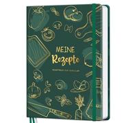 AITBOLFIT Ricettario da scrivere fai da te, formato A5, libro di cucina con 150 ricette, incluso sommario, nastro e custodia, pratico e chiaro (verde profondo)