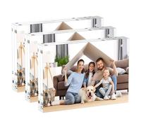 AITEE Cornici per foto in acrilico, 12,7 x 17,8 cm, blocco 20% più spesso, trasparenti, autoportanti, su entrambi i lati, magnetiche, in Lucite, senza cornice, quadrate, regalo per desktop