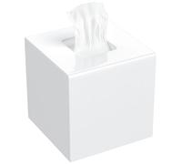 AITEE Scatola per fazzoletti quadrati acrilici: 14 × 14 × 14 cm bianco con copertura magnetica per sala da pranzo, bagno, camera da letto, ufficio, tavolino da caffè auto