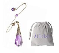 AITELEI Gemma Naturale Pendolo di Cristallo Ametista 12 Ciondolo Chakra di guarigione Terapia Facted per rabdomanzia Divinazione Reiki bilanciato con Catena