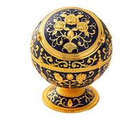 AITELEI metal Globe posacenere posacenere antivento con coperchi portatile posacenere mano Timbrato modello Ball posacenere per esterni interni Home hotel, Nice Gift Royal Blue Rose