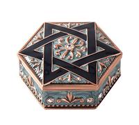 AITELEI Vintage esagonale stella intagliato cassa del tesoro scatola di gioielli in metallo cassa in lega di zinco orecchini anello collana di gioielli antichi gioielli custodia regalo scatola