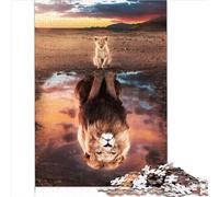 AITEXI Puzzle 1000 Pezzi per Bambini e Adulti, Puzzle in Legno Re degli Animali Leone, Regali per Adulti con Poster Coordinato e Foglio Curiosità, 50x75 cm