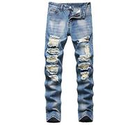 AITIA Jeans da uomo elasticizzati Patchwork Skinny Biker - - 46