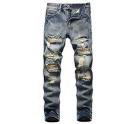 AITIA Jeans da Uomo Elasticizzati Patchwork Skinny Biker - - 50