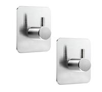 AiTodos® 2 pezzi Ganci Autoadesivi, Portata Massima di 5 KG, 4,5 x 4,5 cm | Facile installazione, Struttura in acciaio inossidabile, impermeabili, alla ruggine e all'usura, Versatili(Argento)