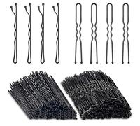 AITRAI - Set di 200 forcine nere per capelli, 100 forcine nere e 100 forcine per capelli a forma di U per chignon con scatola, 6,4 cm