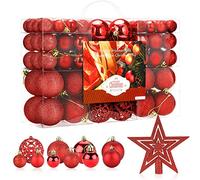 Aitsite 101PCS Palle di Natale 2CM/ 4CM/ 6CM Plastica Palle e Palline per L'Albero Impostare Ornamento Dell'Albero per la Decorazione dell'albero di Natale（Rosso）