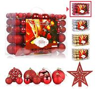 Aitsite 101PCS Palle di Natale 2CM/ 4CM/ 6CM Plastica Palle e Palline per L'Albero Impostare Ornamento Dell'Albero per la Decorazione dell'albero di Natale（Rosso）