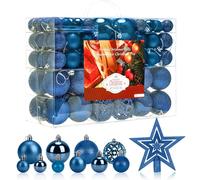 Aitsite 101PCS Palle di Natale 2CM/ 4CM/ 6CM Plastica Palle e Palline per L'Albero Impostare Ornamento Dell'Albero per la Decorazione dell'albero di Natale（Blu navy）