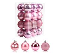 Aitsite 24PCS Palle di Natale Rosa 4CM Palle per Albero di Natale, Bauble Plastica Palle e Palline per L'Albero Impostare Ornamento Dell'Albero per la Decorazione dell'albero di Natale