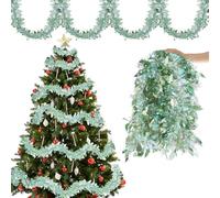 Aitsite 5 confezioni da 10M di Lametta per albero di Natale, Lametta in rosso rosa e bianco neve, decorazione natalizia per albero di Natale, ghirlanda per Natale, decorazione per feste di Natale