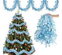 Aitsite 5 confezioni da 10M di Lametta per albero di Natale, Lametta rosso rosa e bianco fiocco di neve, decorazione natalizia per albero di Natale, ghirlanda per Natale, decorazione per feste di