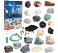 Aitsite Calendario Avvento 2024, Calendario Avvento Pietre Preziose, Pietra Grezze + Pietra Liscia Calendario Dell Avvento Cristalli, Calendario Avvento Scienze per Regali Famiglia e Amici