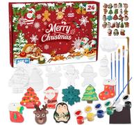 Aitsite Calendario Avvento 2025 Bimbi, Pittura Bambini Calendario Avvento, 24 Pezzi Dipinti di Elementi Natalizi, Calendario Avvento per Regali Famiglia e Amici
