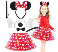 Aitsite MinnieMouse - Costume da bambina, con tutù a LED, tutù in tulle, da bambina, tutù con fascia Minnie