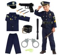 Aitsite polizia costume bambini ragazzi, polizia giocattolo per carnevale costume bambini ragazzi ragazze con manette manganello pistola fischio