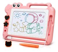 AiTuiTui Dinosauro Lavagna Cancellabile Magnetica Giochi Bambini 3 4 5 Anni, Lavagnetta Magica Cancellabili Gioco Educativi e Regalo per Bimbo Bambina 3-5 Anni, 4 Zona Colore 3 Stampini 1 Penna,Rosa
