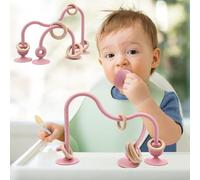 AiTuiTui Giocattolo Sensoriale in Silicone con Ventosa per Neonato 6-12 Mesi, Gioco Interattivo da Tavolo o Seggiolone Bambini 7 8 9 10 Mesi, Giocattolo Educativo per con Anello di Legno (Rosso scuro)