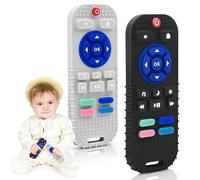 AiTuiTui Silicone Giochi Bambini per 3 6 9 12 Mesi,2 Pezzi Telecomando Giochi Dentizione per 0-6-18 Mesi, Giocattoli Sensoriali di Qualità Alimentare,Regali per Bambini Autistici,Nero e Grigio Chiaro