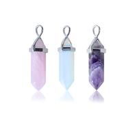 Aituo Gorgeous Quartz Crystal Healing Stones Punto Chakra Cut Gemstone naturale Bianco Crystal + ametista + rose Quarts Healing Point Chakra Ciondoli per collana Creazione di gioielli (3PCS)