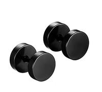 Aituo unisex forte 2pcs punk gotico di acciaio inossidabile round - mens bilanciere orecchio stalloni orecchini combinazione (Nero, 5mm+8mm+10mm, 3 pairs in total)