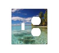 Aitutaki lagoon, Placche decorative da parete per interruttori della luce delle isole Cook, 2 prese elettriche, copertura in termoplastica per dispositivo decorativo, viti incluse