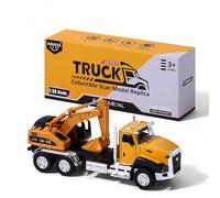 AIUAZA 1/50 Ratio die Casting Engineering Construction Vehicle, Excavator, Alloy Collection Model Car, Boy's Door Opening Pull Back Car Toy(1 x Excavator)