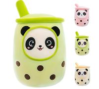 Aiuidun Bubble Tea Peluche Cuscino, Kawaii Panda Boba Peluche Giocattolo Imbottito Soft Bubble Pearl Milk Tea Abbraccio Cuscino Regali per Bambini(Green,35cm)