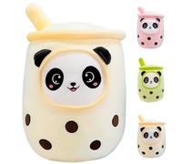 Aiuidun Bubble Tea Peluche Cuscino, Kawaii Panda Boba Peluche Giocattolo Imbottito Soft Bubble Pearl Milk Tea Abbraccio Cuscino Regali per Bambini(Yellow,50cm)