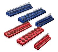 AIUITIO Set di 6 organizer per prese magnetiche, include vassoi per prese metriche SAE da 1/4", 3/8", 1/2", contiene 143 prese standard e profonde (presa non inclusa)