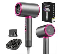 AIUNAOM 2400W Phon Capelli, Asciugacapelli Ionico Silenziosi con 1 Diffusore e 1 Concentratori, 3 Impostazioni di Velocità Phon Ionico a Velocità Costante per viaggio saloni famiglie