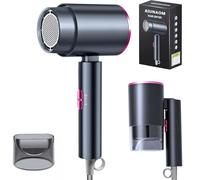 AIUNAOM phon da viaggio pieghevole, phon capelli professionale da 2400W ad asciugatura rapida, con tasti aria calda/fredda, phon pieghevole, ideale per casa e salone