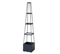 Aiuola rialzata autoirrigante da giardino con traliccio di supporto per pomodori, per rampicanti fiori e verdure, adatta per interni ed esterni (4 grani di legno)