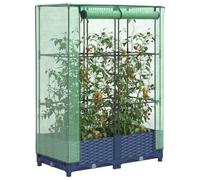 Aiuola rialzata con supporto per serra e struttura tubolare in ferro, copertura impermeabile per piante, effetto rattan, ideale per giardino, balcone o terrazza