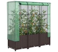 Aiuola rialzata effetto rattan con funzione serra e ventilazione, copertura impermeabile e robusto telaio da arrampicata, versatile per verdure, erbe e fiori