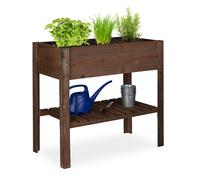 (TG. 80 x 88 x 43.5 cm) relaxdays Fioriera in Legno, Scomparto, Aiuola a Cassett