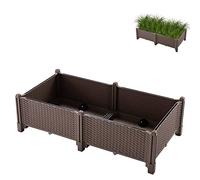 Aiuola rialzata in plastica - aiuola rialzata autoirrigante, in rattan sintetico | Fioriera rialzata con di auto-irrigazione, aiuola rialzata per interni ed esterni per il balcone