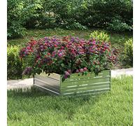 Aiuola rialzata per balcone, aiuola rialzata, 100 x 100 x 45 cm, in acciaio zincato argento, per giardini, terrazze, prati