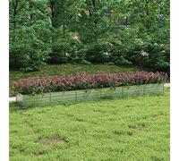 Aiuola rialzata per balcone, aiuola rialzata, 600 x 80 x 45 cm, in acciaio zincato argento, per giardini, terrazze, prati